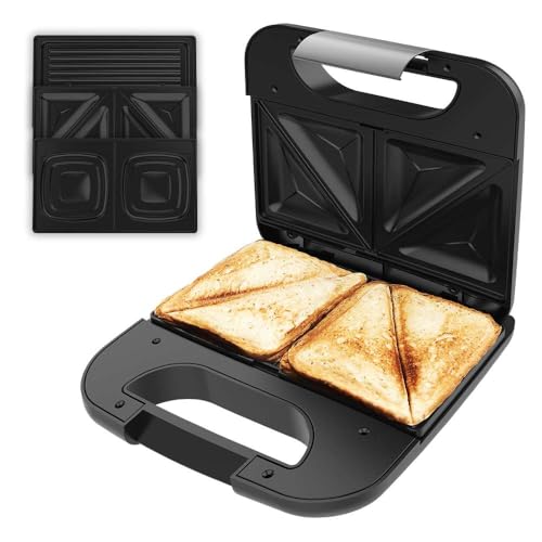 Cecotec - 800W 3-in-1 Sandwich Maker with Stainless Steel Finish & Non-Stick Plates