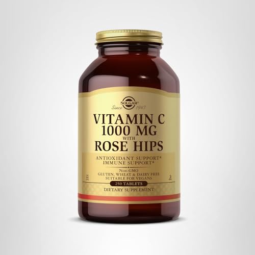 Solgar Vitamin C 1000 mg with Rose Hips, 250 Tablets - Antioxidant & Immune Support - Overall Health - Supports Healthy Skin & Joints - Non GMO, Vegan, Gluten Free, Dairy Free, Kosher - 250 Servings - Medaid International