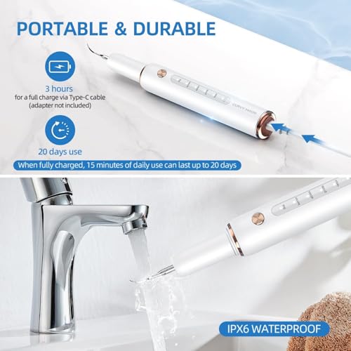 Ausha - Ultrasonic Electric Teeth Cleaner, 5 Modes, Rechargeable Plaque Remover