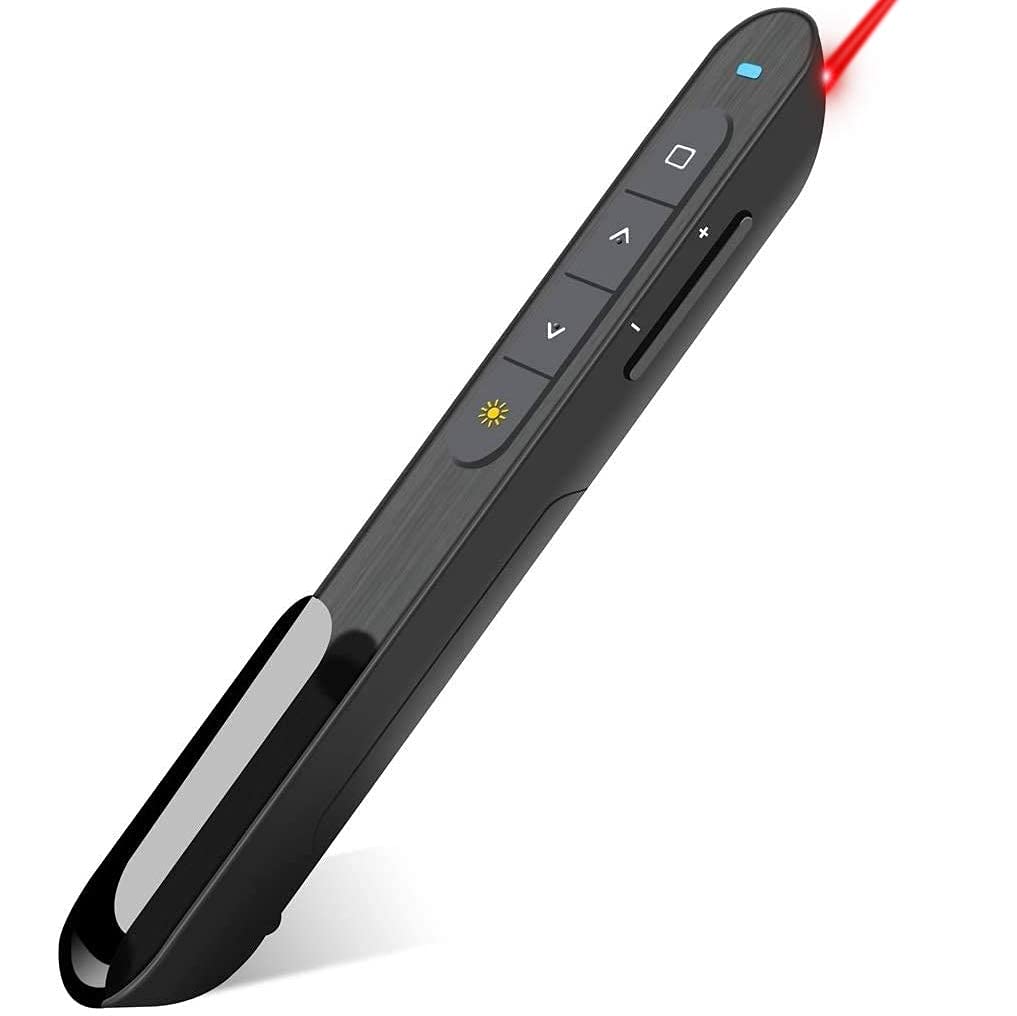 Wireless Presenter, Hyperlink Volume Control Presentation Clicker RF 2.4GHz USB PowerPoint Clicker Presentation Remote Control Pointer Slide Advancer (Black) - Medaid International