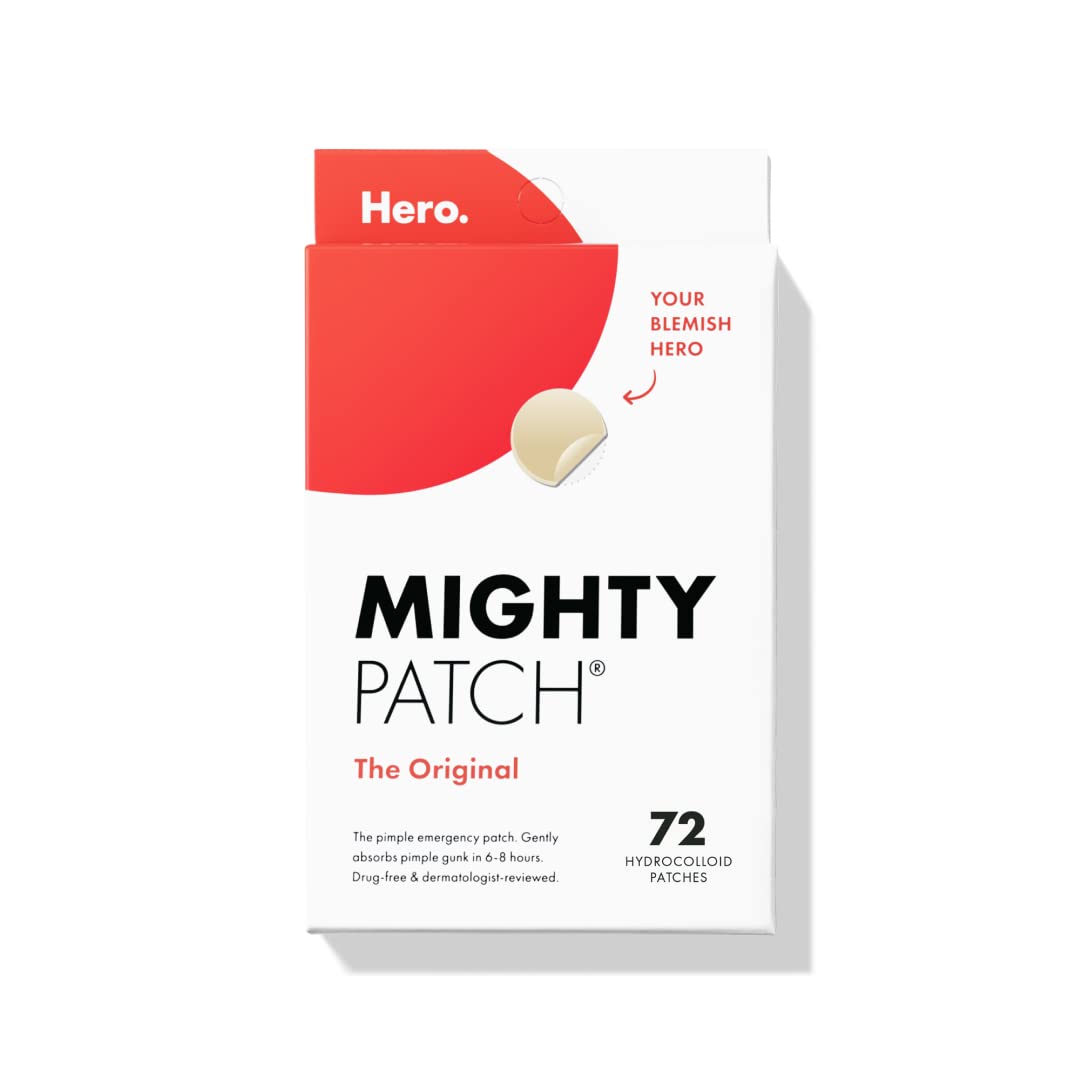Mighty Patch™ Original patch from Hero Cosmetics – The #1 Hydrocolloid Acne Pimple Patch for Shrinking Zits and Whiteheads in 1 use; Nighttime Spot Stickers for Face and Skin (72 Count) - Medaid International