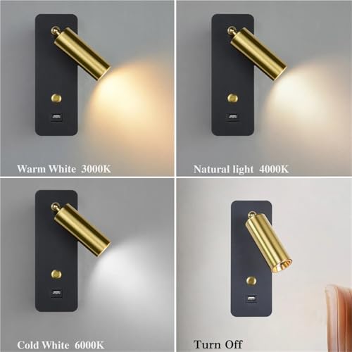 Lkhfoaqm - LED Wall Lights with Switch, USB Interface, 7W, Modern Design