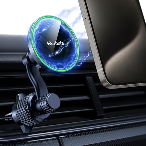 Rorhxia - 15W Qi2 MagSafe Car Mount Charger, Magnetic Holder, No Vent Blockage