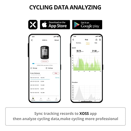 XOSS - GPS Bicycle Computer with Strava Sync, IPX7 Waterproof, Wireless Design