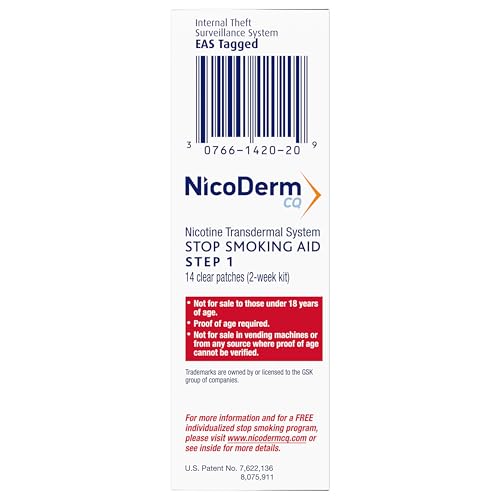 NicoDerm CQ Step 1 Nicotine Patches to Quit Smoking, 21 mg, Stop Smoking Aid, 14 Count - Medaid International