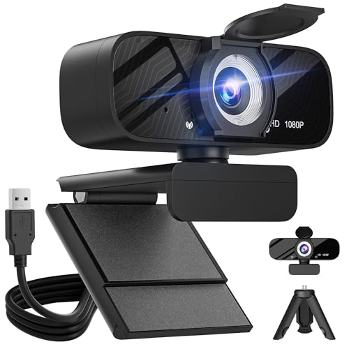 Tomorsi - Full HD 1080P Webcam with Microphone, USB Connectivity, Rotating Tripod