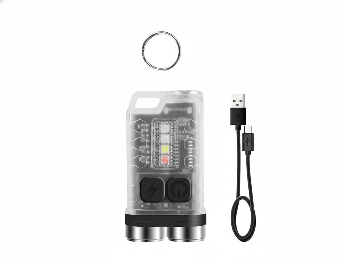 MAKINGTEC Mini LED Flashlights USB Rechargeable Small Keychain Flashlight with 11 Modes of Main & Side Light, Portable Pocket EDC Flash Light for Daily Using, Backpacking, Camping, and Hiking, etc.