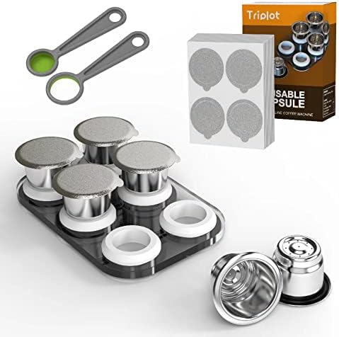 Triplot Reusable Capsules for Nespresso OriginalLine - Refillable Coffee Pods,Stainless Steel Cups Compatible for Nespresso OriginalLine Machine (1pod+50lids)…|B0BNW5H221