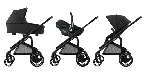 Maxi-Cosi - Plaza+ (Essential Black) - 3pcs Bundle Plaza+  Stroller&Carrycot Pebble 360 Pro Car Seat - FamilyFix 360 Pro Base. - Travel System