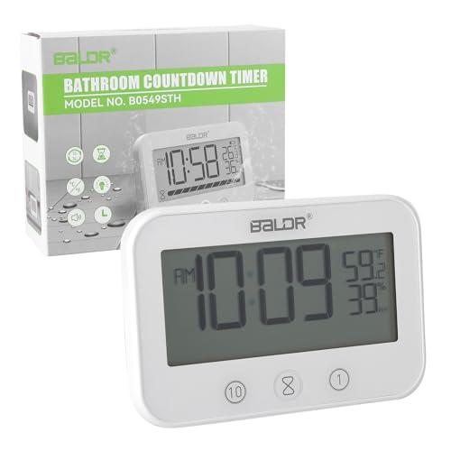 Aozbz - Waterproof Shower Timer with Digital Countdown & Temp/Humidity Display