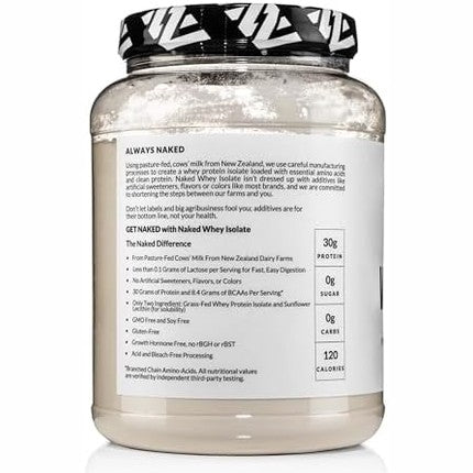 NAKED Whey Isolate Protein - Only 2 Ingredients, 30g Grass-Fed Protein, Zero Carb, Unflavored, Undenatured, Non-GMO, No Soy, Gluten-Free, No Preservatives - 28 Servings|B0DJ3KYNQ5