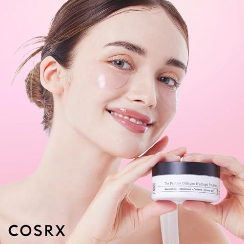 COSRX Pink Peptides Collagen Hydrogel Eye Patch for Puffy Eyes and Dark Circles, Under Eye Mask, 60 Under Eye Patches, Korean Skin Care, Stocking stuffers for women - Medaid International