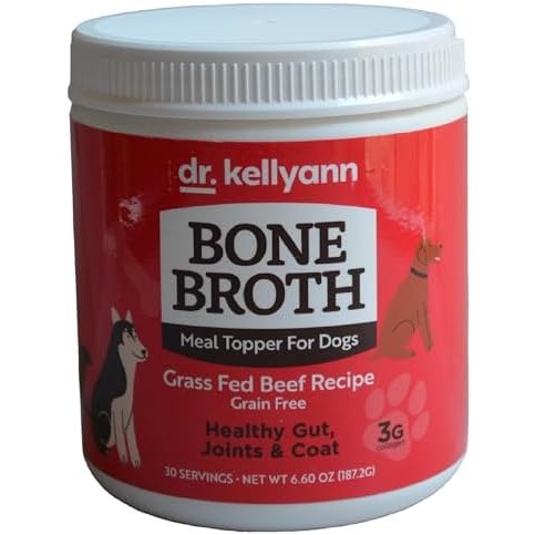 Dr. Kellyann Bone Broth Meal Topper for Dogs | Grass-Fed Beef Recipe | 3g Collagen | Supports Healthy Digestion & Joints | Shiny Coat | Grain Free | 6.60 oz|B0F7LR85S8
