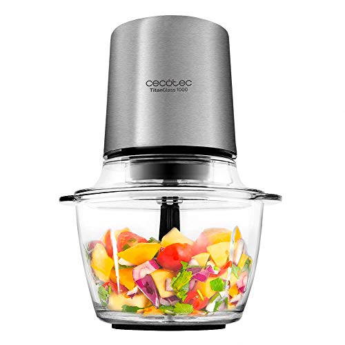 Cecotec - Electric Chopper TitanGlass 1000, 500W, 1L Capacity, Titanium Blades