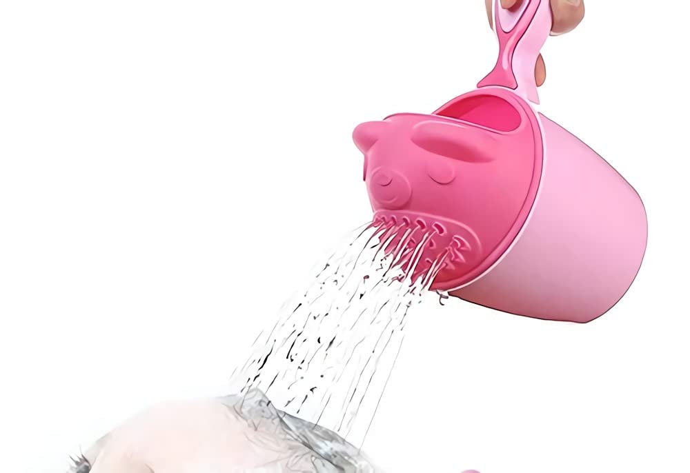 TERRIFI Cartoon Bear Baby Dipper Bath Rinse Cup, Shampoo Rinser, Shower Sprinkler Spoon for Baby Tub, Wash Cups with Handle