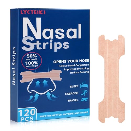 Lycteiki - Nose Plasters for Snoring Relief, 120 Pack, Better Breathing, Anti-Congestion