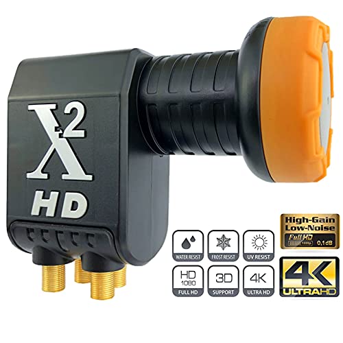 Goaycer - Quad LNB for 4 Participants, Full HD/4K, Weather Protection, Gold-Plated Contacts