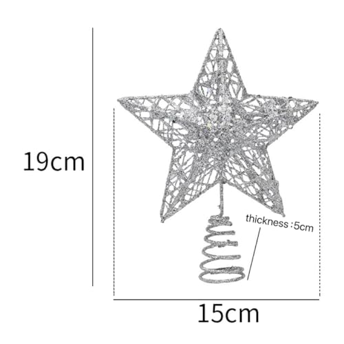 BESTONE Glittering Hollow Small Star Christmas Tree Topper,Five-Pointed Star Christmas Tree Topper Ornament Suitable for DIY Crafts, Home Christmas Tree and Other Holiday Decorations（Silver） - Medaid International