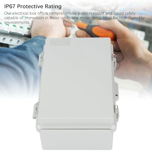 175x275x110mm ABS Plastic Electrical Junction Box Weatherproof Dustproof Enclosure with Hinged Cover Mounting Plate Wall Brackets for Projects Sprinkler Control - Medaid International