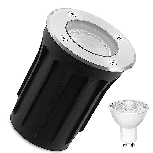 Goodia - Outdoor Recessed Round LED Spotlight, IP67 Waterproof, Warm White 3000K, GU10 Compatible