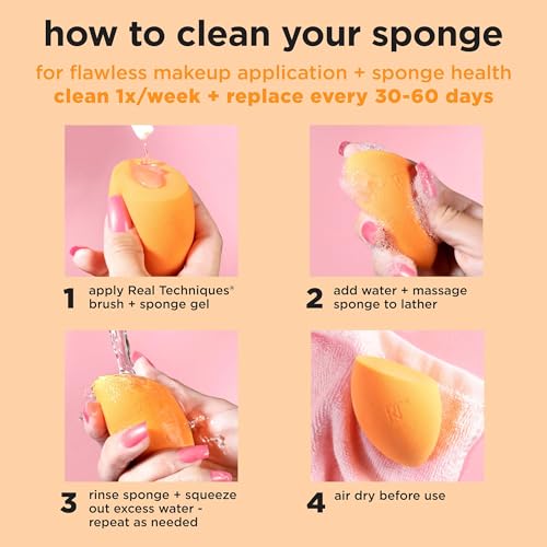 Real Techniques Mini Miracle Complexion Sponge 4 Pack, Small Makeup Blending Sponges, For Foundation & Concealer, Mini Size for Under Eyes & Touch-Ups, Travel Friendly, Natural Makeup, Latex-Free - Medaid International