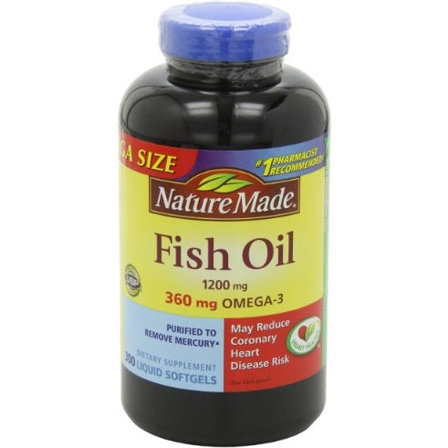 Nature Made 1200mg of Fish Oil, 2400 per Serving, 360mg of Omega-3, 300 Softgels, 300 Count (Pack of 1) - Medaid International