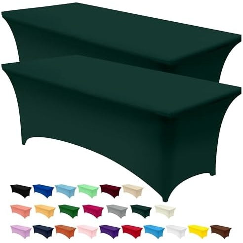 Utopia Kitchen Spandex Tablecloth 2 Pack [6FT, Black] Tight, Fitted, Washable and Wrinkle Resistant Stretch Rectangular Patio Table Cover for Event, Wedding, Banquet & Parties [72Lx30Wx30H Inch] - Medaid International