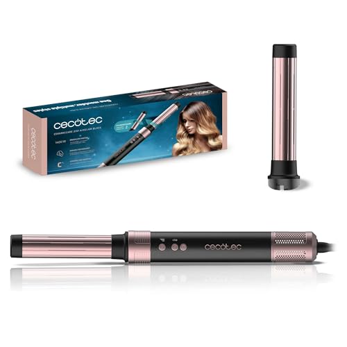 Cecotec - 2in1 AirGlam Air Brush with 1400W Digital Motor, 3 Speeds, 2 Heads