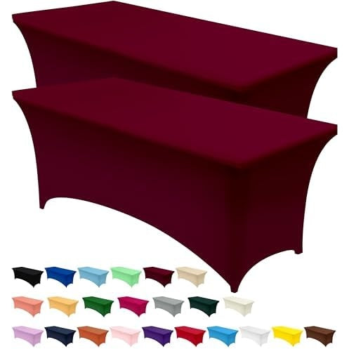 Utopia Kitchen Spandex Tablecloth 2 Pack [6FT, Black] Tight, Fitted, Washable and Wrinkle Resistant Stretch Rectangular Patio Table Cover for Event, Wedding, Banquet & Parties [72Lx30Wx30H Inch] - Medaid International