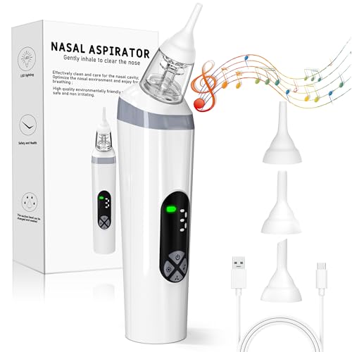 Yeerain - Baby Electric Nasal Aspirator with Powerful Suction, 3 Tips, Music & Light
