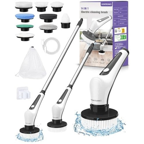 Homtronics - IPX8 Waterproof Rotating Cleaning Brush with 9 Brush Heads