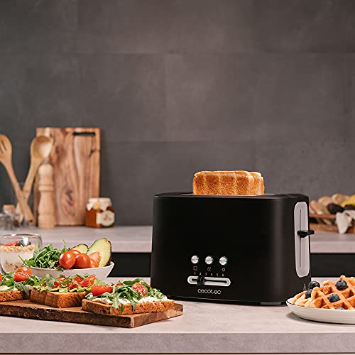 Cecotec - Toast & Taste 9000 Double Vertical Toaster, 980W, 2 Extra Wide Slots, 3 Functions