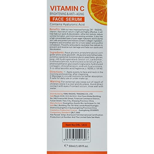 YCH Women's Hyaluronic Acid Serum with Vitamin C & E, Aloe, Witch Hazel, Jojoba Oil, Green Tea - 30ml - Medaid International