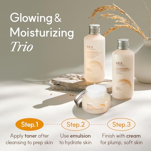 The Face Shop Rice Ceramide Moisturizing Toner - Rice Extract Rice Toner for Face - Strengthens Skin Barrier - Hydrating Targets Dryness - Lightweight Face Moisturizer - Glow Essence Korean Skin Care - Medaid International