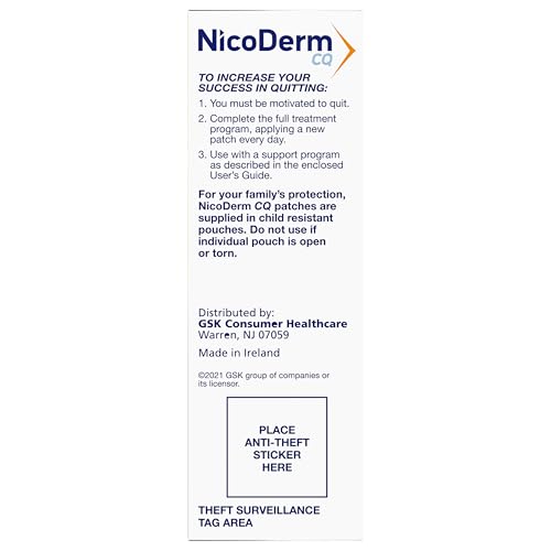 NicoDerm CQ Step 1 Nicotine Patches to Quit Smoking, 21 mg, Stop Smoking Aid, 14 Count - Medaid International