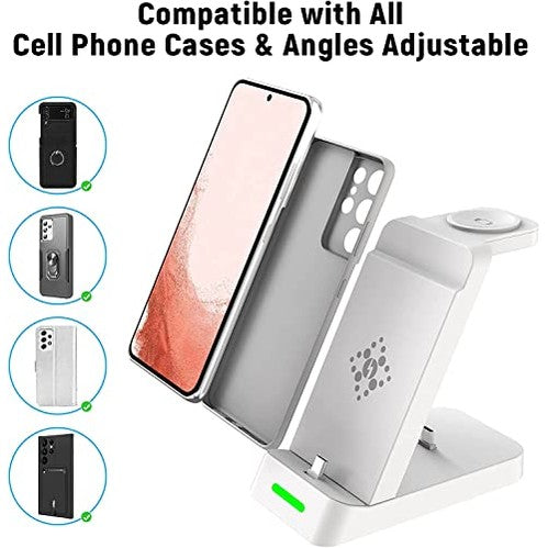 Spguard - 3 in 1 Wireless Charging Station for Samsung Galaxy Devices, Fast Charging, Compatible with Galaxy Watch and Buds