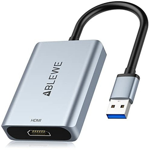 Ablewe - USB to HDMI Adapter for Mac OS, 2023 Upgrade, Aluminum Design, Supports Multiple OS