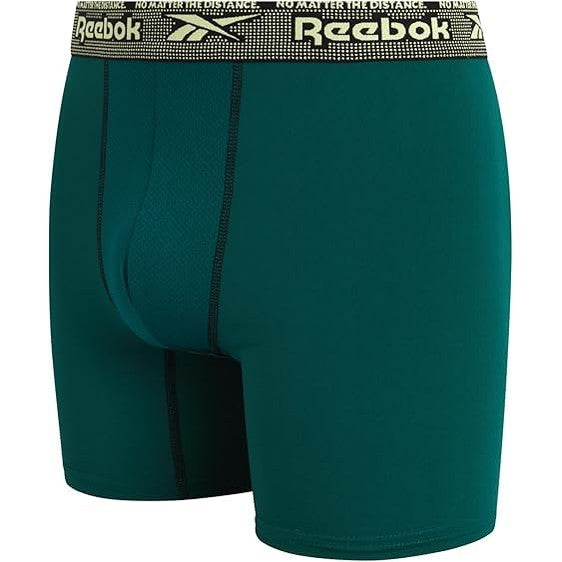 Reebok Mens Boxer Briefs - 4 Pack Moisture Wicking Stretch Performance Mens Underwear Boxers with Contour Pouch (Sizes: S-XL), Size Large, Rain Forest/Black/Legion Blue/Blackened Pearl - Medaid International