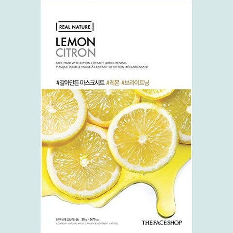 THE FACE SHOP Real Nature Face Mask | Brightens Dull Skin Tone While Restraining Melanin Production | K Beauty Facial Skincare for Oily & Dry Skin | Lemon,K-Beauty - Medaid International