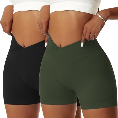 شورت رياضة للنساء بخصر على شكل حرف V قابل للتمدد، شورتات يوجا لرفع المؤخرة، شورت لياقة بدنية قصير بخصر مرتفع بدون خياطة للتمارين الرياضية ورفع المؤخرة، سراويل صيفية قصيرة ضيقة من فيرتفي|B0C2TZJF5K