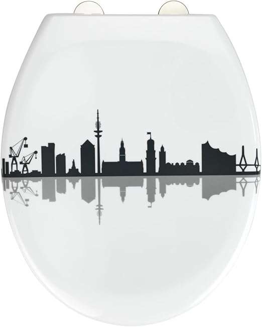 Toilet Seat Premium Duroplast Design with Soft-Close Mechanism (City) By Wenko.de