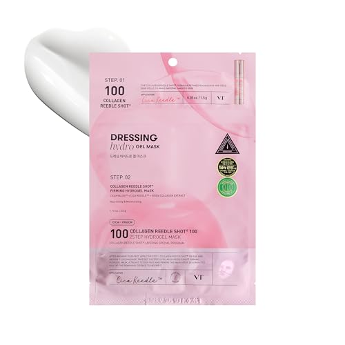 VT COSMETICS Collagen Reedle Shot 100 2-Step Hydrogel Mask(34.5gx4ea), Intensive Firming, Exosome 500Da Collagen, Fine Lines, Overnight Melting Mask, Korean Facial Mask, Pink Collagen - Medaid International