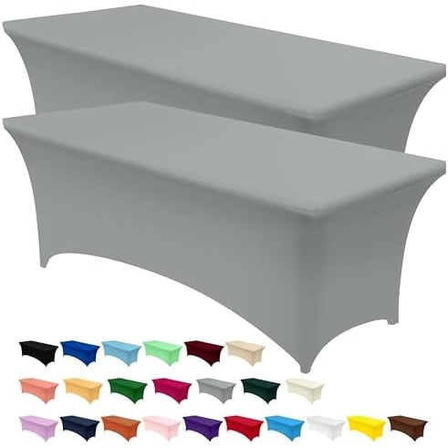 Utopia Kitchen Spandex Tablecloth 2 Pack [6FT, Black] Tight, Fitted, Washable and Wrinkle Resistant Stretch Rectangular Patio Table Cover for Event, Wedding, Banquet & Parties [72Lx30Wx30H Inch] - Medaid International