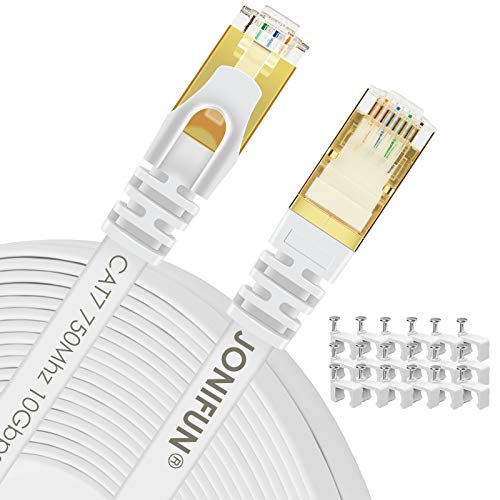 Joni Fun - Cat 7 Super Fast Ethernet Cable, 750 MHz, 10 GB, Includes Clips