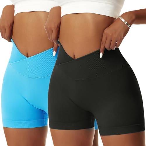 شورت رياضة للنساء بخصر على شكل حرف V قابل للتمدد، شورتات يوجا لرفع المؤخرة، شورت لياقة بدنية قصير بخصر مرتفع بدون خياطة للتمارين الرياضية ورفع المؤخرة، سراويل صيفية قصيرة ضيقة من فيرتفي|B0C2TZJF5K