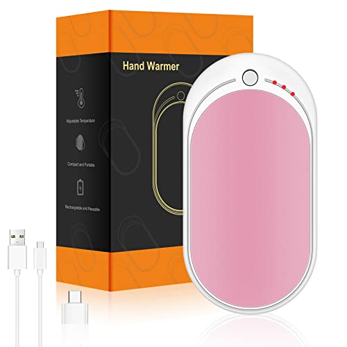 Rechargeable - Pink and White Hand Warmer with Fast Heating and Compact Design