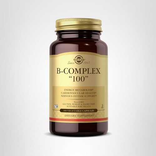 Solgar B-Complex "100", 100 Vegetable Capsules - Nervous System Support - Supports Energy Metabolism - Non-GMO, Vegan, Gluten Free, Dairy Free, Kosher - 100 Servings - Medaid International