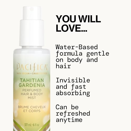 Pacifica Tahitian Gardenia Perfumed Hair & Body Mist, Alcohol-Free Spray Designed For Head-To-Toe Wear, Vegan & Cruelty-Free, 6 Fl Oz - Medaid International