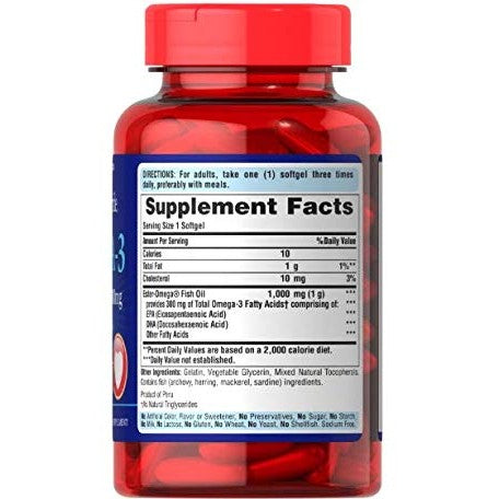 Puritans Pride Omega-3 Fish Oil 1000 Mg, 100 Count - Medaid International