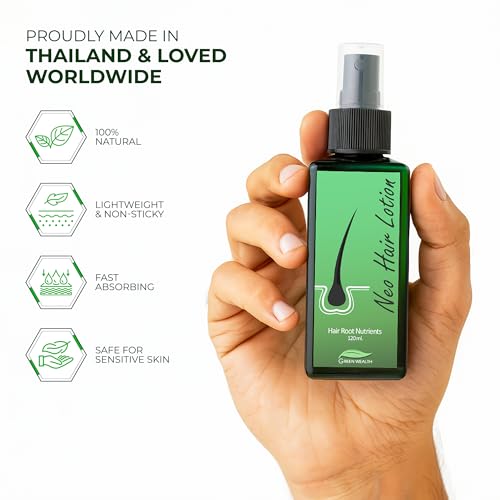 Green Wealth Neo Hair Lotion for Hair Loss Treatment | Hair Regrowth | Thinning, Bald Spots & Hair Fall | Trusted Formula with Ginseng, Saw Palmetto & Horsetail | 120ml / 4.06 fl oz - Medaid International
